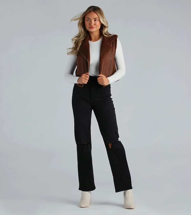 Cozy Elevated Faux Sherpa Trim Vest