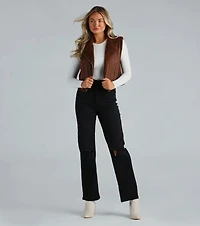 Cozy Elevated Faux Sherpa Trim Vest