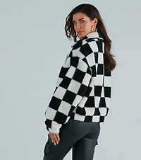 Coolness Check Faux Sherpa Bomber Jacket