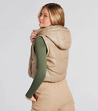 Hit The Slopes Faux Leather Puffer Vest