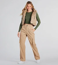 Hit The Slopes Faux Leather Puffer Vest