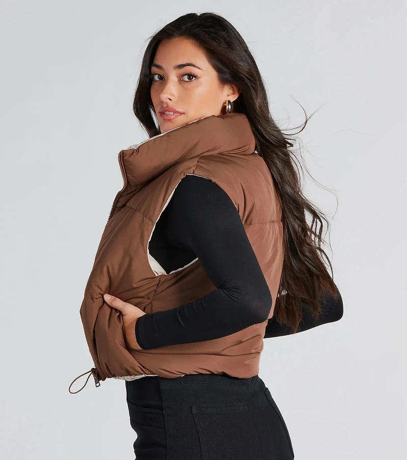 Mood Reversed Crop Puffer Vest