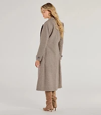 Plaid Perfection Faux Wool Long Coat