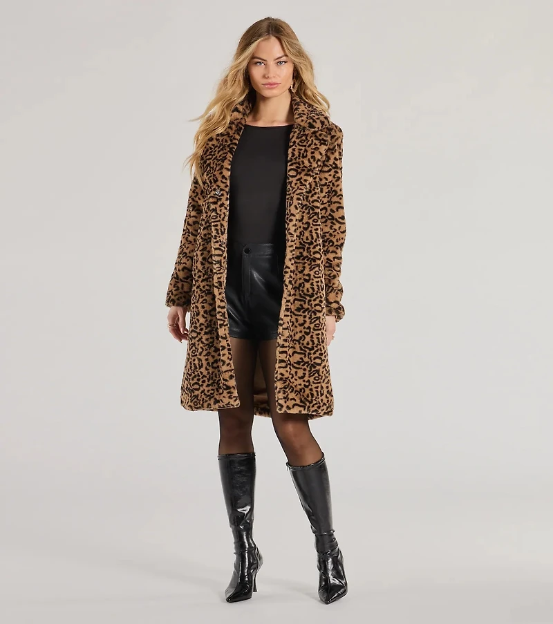 Fabulous Flair Leopard Faux Fur Trench Coat