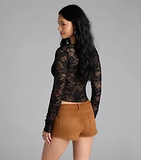 Delicate Flair Floral Lace Tie-Front Top