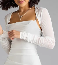 Chic And Sheer Mesh Ruched Sleeve Bolero
