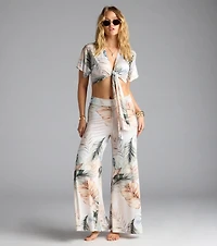 Mornings Tulum Tropical Tie-Front Crop Top