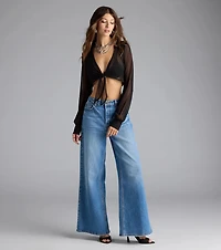 Sheer Goes Nothing Tie-Front Crop Top