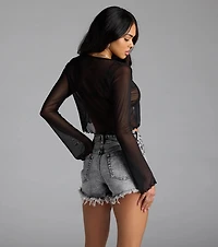 Sultry Take Tie-Front Long Sleeve Crop Top