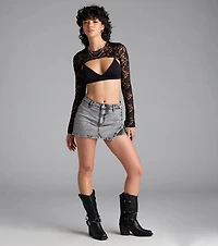 Forever Femme Sheer Lace Long Sleeve Topper
