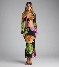 Island Muse Tropical Floral Tie-Front Top