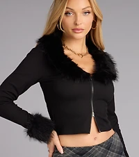 Sweet Talk Removable Faux Fur Cardigan