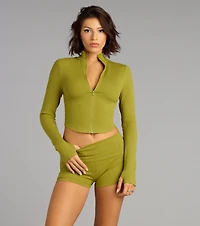 At Your Leisure Zip-Up Crop Jacket