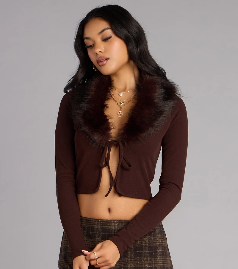 Cozy Tease Removable Faux Fur Cardigan