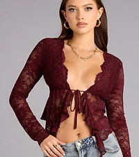 Sultry Chic Lace Tie-Front Top