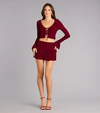 Drama Meets Ruffles Tie-Front Top