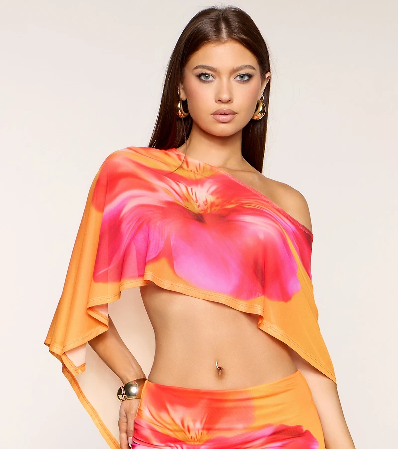 Vacation Calling Floral Mesh Poncho