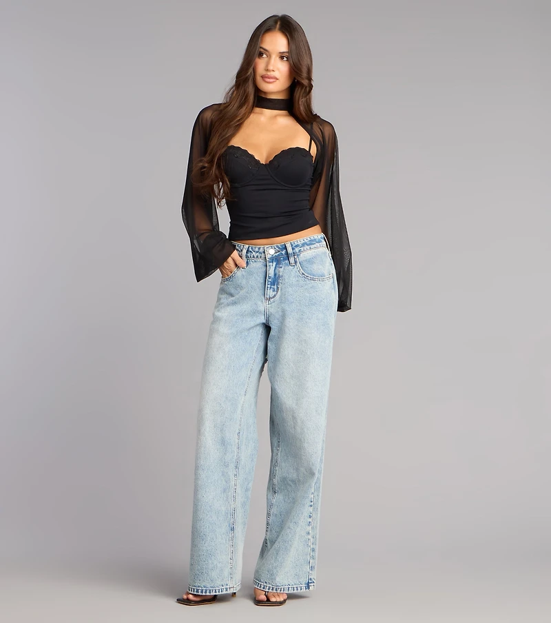 Sheer Drama Mesh Long Sleeve Topper