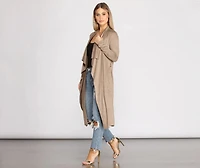 On The Town Suede Trench