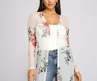 Flowy Floral Mesh Duster