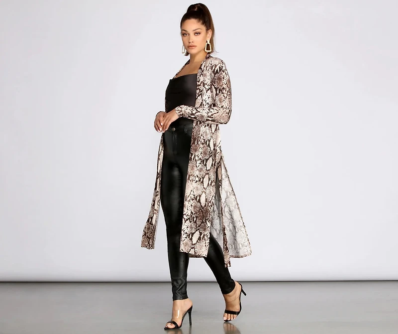 Slay All Day Snake Print Duster