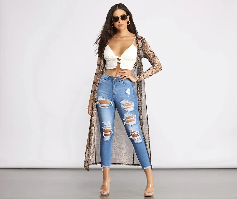 Snake Long Sleeve Mesh Duster