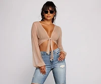 She's A Stunner Mesh Tie Front Top