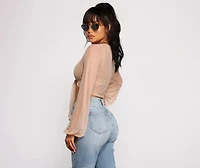 She's A Stunner Mesh Tie Front Top