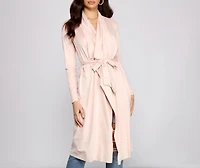 On The Town Suede Trench