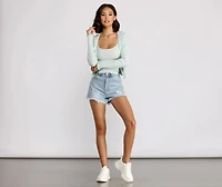 Frilled and Flirty Ribbed Cardigan