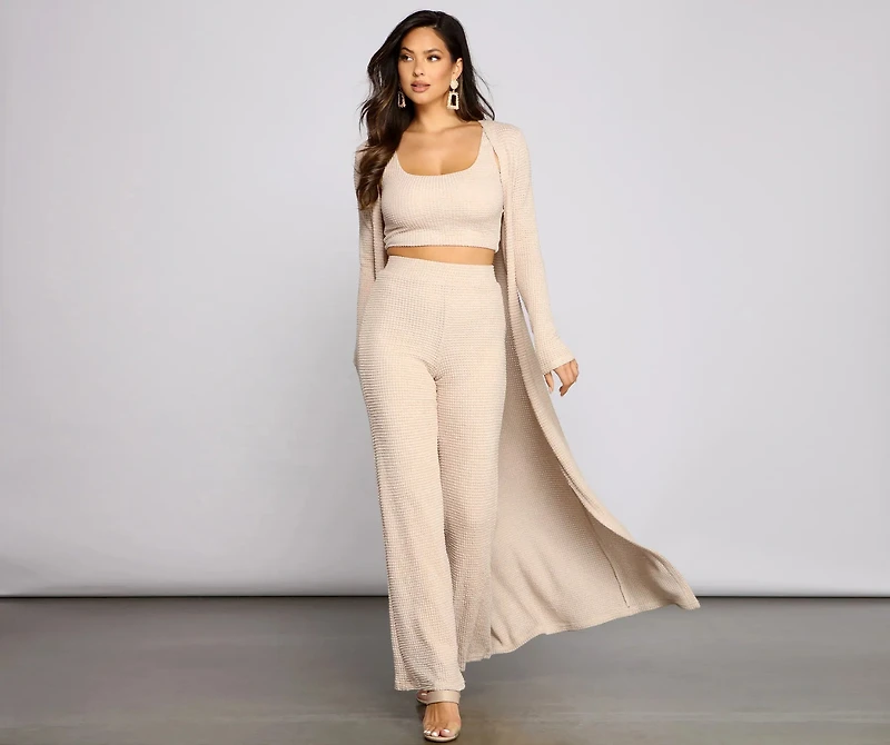 Trendy Textures Long Sleeve Duster