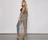 Stylish Moment Snake Mesh Duster