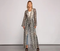 Make It Fierce Sheer Snake Print Duster