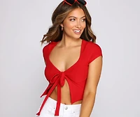 Essential Brushed Knit Tie Front Top