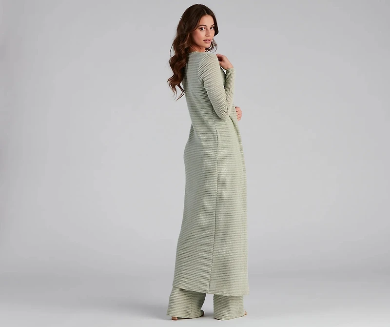 Trendy Textures Long Sleeve Duster