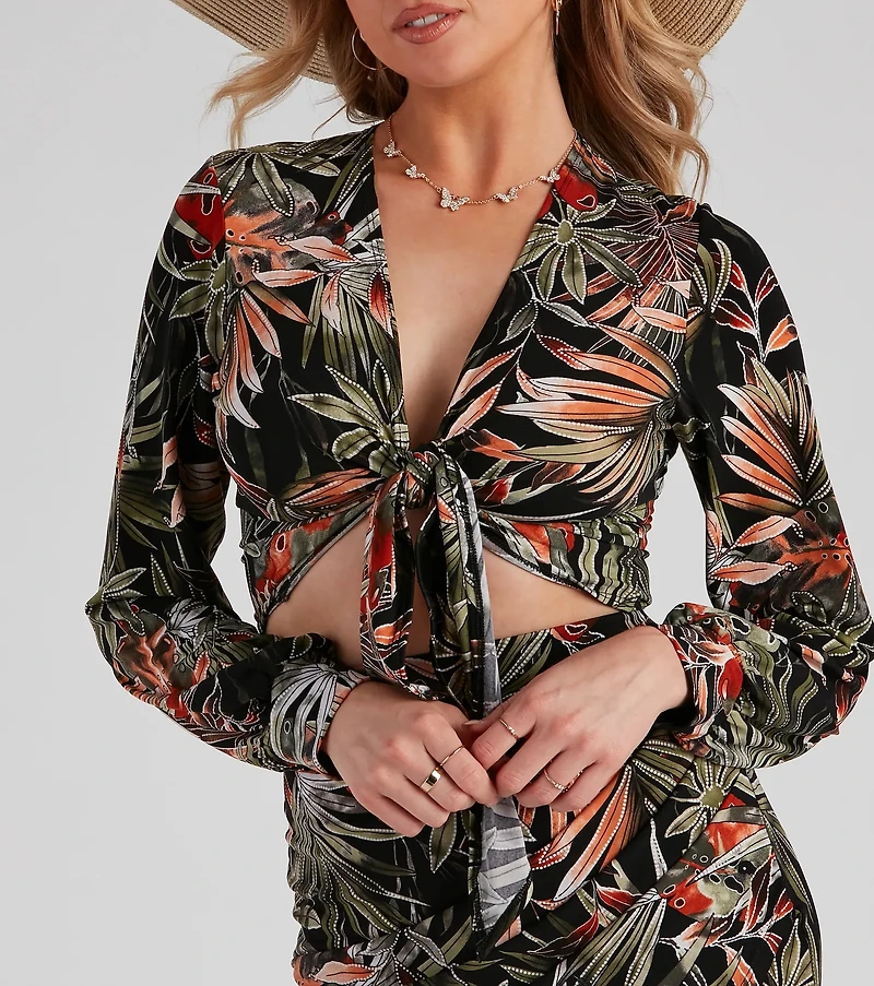 Island Tides Tropical Tie-Front Top