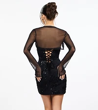 Sheer Mesh Flared Sleeve Bolero