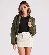 Off Duty Babe Luxe Zip-Up Crop Hoodie