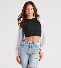 Sheer Mesh Blouson Sleeve Bolero