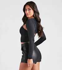 Smooth Silhouette Long Sleeve Bolero