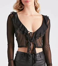 Summer Vibes Ruffled Tie-Front Top