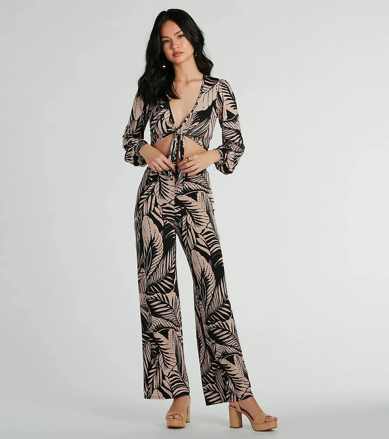 Tropical Day Dream Tie-Front Crop Top