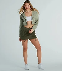 Relaxed Vibe Cargo Pocket Crop Fleece Hoodie