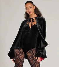 Spooky And Sultry Velvet Hooded Cape