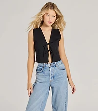 Adorable Entrance Tie-Front Ponte Vest
