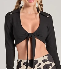 Cowgirl Outlaw Tie-Front Crop Top