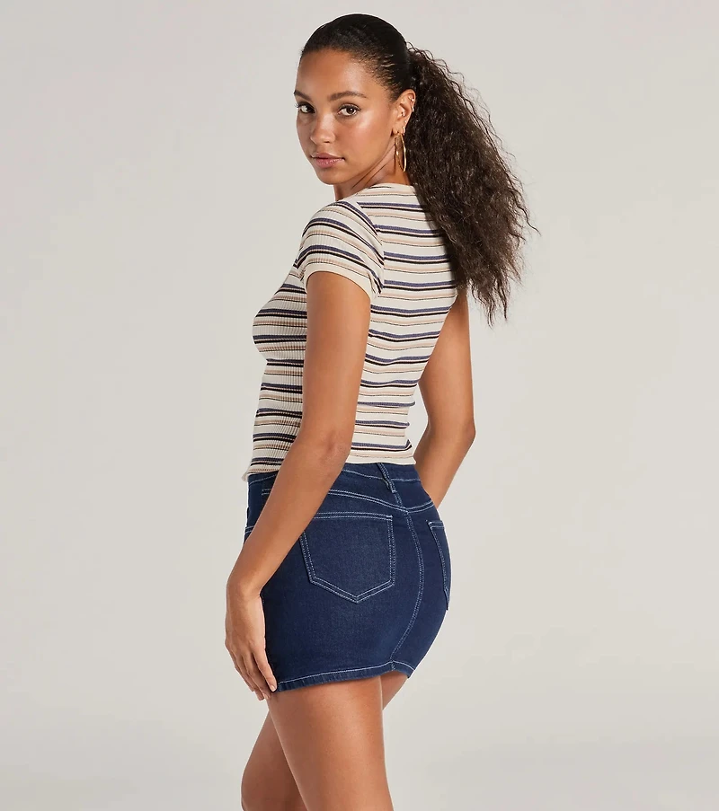 Stylish Status Striped Knit Tie-Front Top