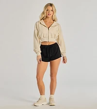 Chill Zone Crop Hoodie With Pockets