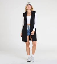 City Sleek Tie-Waist Longline Ponte Vest