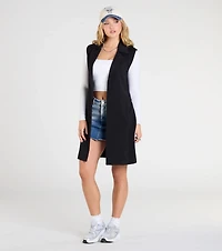 City Sleek Tie-Waist Longline Ponte Vest